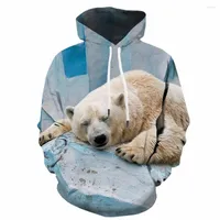 Herrtröjor 3d isbjörn hoodie män djur tryckt is tröja söt hoody anime tryck herr kläder roligt