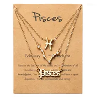 Anh￤nger Halsketten Fische 3pcs/Set Horoskop Zodiac Layer Halskette Gold Farbe einzigartige vertr￤umte Design Party Jubil￤um Geschenk f￼r Freundin
