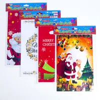 Party Supplies 10pcs 16.4x25cm julklappsäckar Santa Claus Plastic Candy Gifts Wrapping Favors Bag For New Year Christmjurdekorationer 20220913 D3