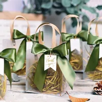 Gift Wrap 5 10pcs Gift Bag with Bow Ribbon Souvenir Tote Bag Wedding Favors for Guests Transparent Candy Boxes Party Distributions Bags 220913