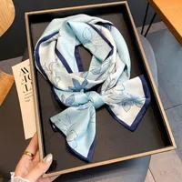 Sjaals elegante zijden skinny sjaal vrouwen nek vies vrouwelijke lange haarbanden bloemen print grote stropdassen lint halsdoek bandana