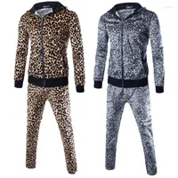 Suits-surv￪tement masculins 2022 Automne Winter British Zipper Cardigan Suit Fashion Trendy Leopard Pull et femmes de haute qualit￩