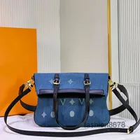 Designer Shoulder Bags Denim Vintage Bag Foldable Handbag Crobody Women Tote Canvas Leahter Old Flower Print Backpack Purse Gold Hardware 2s