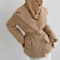 여자 다운 파카 팬시 로카르 턴 턴거리 칼라 파카스 여성 패션 더블 가슴 코트 여성 우아한 가을 면화 재킷 여성 레이디스 220914