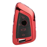 TPU Koolstofvezelstijl Remote Control Case Protection Car Key FOB Cover Fit voor X1 X5 X6Red