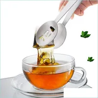 Coffee Tea Tools Stainless Steel Tea Bag Tongs Reusable Teabag Squeezer Holder Clips Sugar Clip Mini Bar Lemon Ice Accessories Drop Dhogu