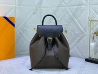 Montsouris BB Designer Mini Backpack Canvas حقيبة يد للنساء الرباط الإغلاق Girl Mini Schoolbag Leather مقبض حزام Gold Color Wardware Pres