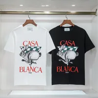 여름 남성 여성 디자이너 T 셔츠 느슨한 티 패션 브랜드 Casablanc Tops Man S Casual Vlones 셔츠 고급 의류 거리 반바지 슬리브 옷 Tshirts