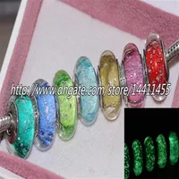 7PCS S925 STRILL SIGNAT Signature Couleur fluorescence Murano Glass Beads Fit European Pandora Charm Bracelets Colliers 3300