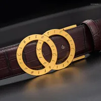 Cinturones 2022 CIARTUAR Cintur￳n de alta calidad para hombres Mujeres Unisex Cuero genuino Primera capa Luxry Gold Sliver Hebilla