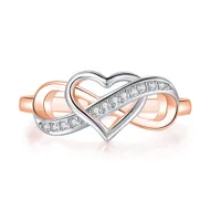 Tanie akcesoria biżuteria mody para Infinity Love Pierścienie dla kobiet dam biżuteria podwójny kolor Dainty Wedding zaręczynowy prezent ...