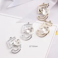 Charms MRHUANG 10pcs/lot Number Five 5 Flower Gold-Color Silver-Color Pendant For Bracelet DIY Draft