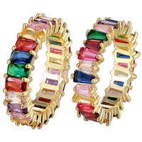 Groupes d'accessoires JewelryRings Nidin Thin Baguette Rainbow CZ Ring pour les femmes Fashion Fashion Engagement Band Top Quality Charm Fi ...