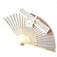 Party Favor 25Sets Customized White Silk Wedding Hand Fan Personalized With Names And Date In Luxury Laser-Cut Gift Box Thank You Card