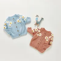 Pullover Citgeett Autumn Winter Infant Baby Girls Boys Lovely Sweater Cardigan Long Sleeve Single Breasted Flowers Knit Jacket Clothes 220914