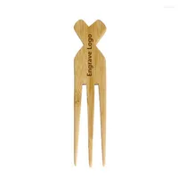Anpassen des Logo Bambus Kamm breiter Zahnpicks Bart Care Pinsel Haark￤mpfer Make -up -Werkzeug