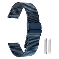 Uhren Bänder 18mm Armband 20mm Riemengitter 22mm Uhren Band Klappverschluss 4 Federstangen Blau Citurini di Acciaio pro Orologi