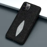 Casse di pelle Stingray autentica per iPhone 14 Pro Max 13 12 11 XS Max Xr Pesce Pesce Copertina
