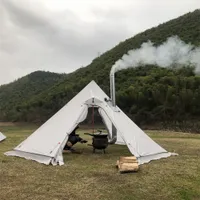 Bis zu 4 Personen Pyramidenzelt Shelter Ultraleichter Camping Tipee mit Schneerock mit Schornsteinloch -Wanderbackzelten