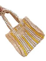 레트로 비즈 디자인 토트 숄더 가방을 가진 세련된 빨대 짠 핸드백 봇테가 가방 고급 디자이너 지갑 모래 시계 가방 여자 봉투