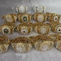 Gürtel marokkanischer Stil Gold kleiner Gürtel Damen Hochzeit Dekoration Metall Strass (Diamant Noble geschnitztes Muster Cafan Taillenkette