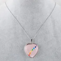 Romantisch verzilverde hanger Natural Stone Lapis Rose Pink Quartz Love Heart 7 Chakra For Women Necklace Fashion Jewelry BN317