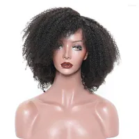 13x6 Afro Kinky Curly Lace Front Human Hair Wigs for Women Brazilian Frontal Wig 150％密度ナチュラルブラックベンベイレミー