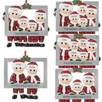 Resina decoraciones navide￱as lindo navidad adorno familiar rojo cuadrado santa claus colgante nombre de bricolaje marco de fotos adornos de ￡rboles de Navidad regalos 2020 e3