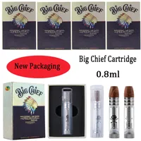 New Packaging Big Chief Atomizers Vape Cartridge Copper Coil Glass Tank Thick Oil Dab Pen Vaporizer 510 Thread E Cigarettes Carts Empty 10 Strains