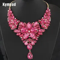 Kymyad Collier Femme Retro Statement Choker Necklace Gold Color Color Crystal Flower Necklaces Pendants Maxi Necklace Women Collares319v