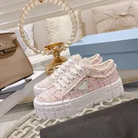 T￪nis de nylon Treinadores brancos Sapatos casuais designers gabardine plataforma de roda dupla tripla grossa luxo baixo para azul rosa 35-42