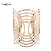 Banny Pink Chunky Alloy Hollow Geo Channel Settion Bangelet for Women Big Metal Bangle Bangle Hand Jewelry Guls Q0719241I