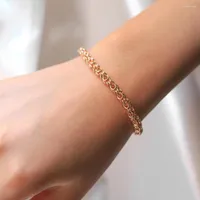Link Bracelets 3/5mm Womens Girls 585 Rose Gold Color Popcorn Chain Weaving Bracelet 20cm Wedding Party Jewelry Gifts HCB65
