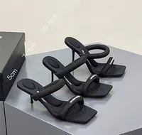 Slippers Sandals Cat Heels Holiday Sandals Black High Heel New Soft Bottom Stiletto Whight-Heed-Heleds Luxury A Wang Wang Rebbing
