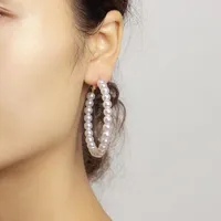 Pendientes de aro exagerados imitación blanca simulación de arete de perlas círculo joyas de orejas redondas grandes para mujeres