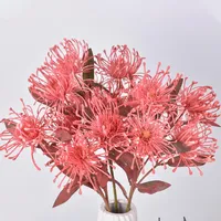 Fiori decorativi 3 teste trapuntate Chrysantemum Branch Daisy Flower Artificial Silk Party Decorazione per matrimoni Decorazioni per la casa Flores
