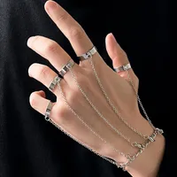 6sets Bunk Chain Skrist Bracelet for Women Men Charm Emo Ring Ring Moder