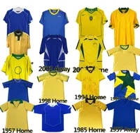 Brasils Retro Soccer Jersey 1957 1970 1985 1988 1992 1994 1998 2000 2002 2004 2006 2012 Camisa de futebol de Brasil Ronaldinho 57 70 85 88 92 94 98 00 02 04 06 Camisa de Futebol