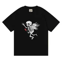 T-shirt Designer GalleryDepts Shirt Stampa 22 Angel Skull Used Short Short Short High Street Street Vintage Wash Fashion Trend