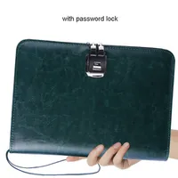 Notepads A5 Senior PU leather padfolio business travel notebook planner portfolio with Password Lock zipper 6-hole binder lift handle 220914