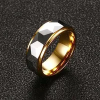 Tungsten Carbide Multi-faceted Prism Ring for Men Wedding Band 8mm Comfort Fitサイズ250f