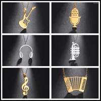 Chains Cazador Fashion Guitar Pendant Necklace For Women Music Note Accordion Drum Chain Stainless Steel Jewelry Birthday Gift
