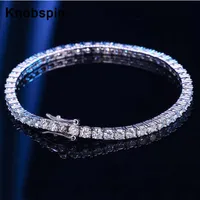 Knobspin Real 4 mm moissanite Blask Full Diamond Gra 925 Srebrny srebrny ślub zaręczynowy biżuteria bransoletki dla kobiety257J