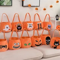 Enrole de presente Happy Halloween Trick ou Treat Tote Bucket Polyster Pumpkin Skeleleton Ghost Basket Party Favor Sagão de Candy Storage 220914