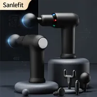 Full Body Massager Sanlefit Compress Massage Gun Cool LED Light Percussion Pistol Deep Tissue Muscle Neck and Back Relaxation 220914