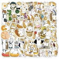 64pcs 만화 DIY 수하물 노트북 스케이트 보드 오토바이 자전거 스티커를위한 사랑스러운 옐로우 키티 스티커 귀여운 애완 동물 고양이 낙서 스티커