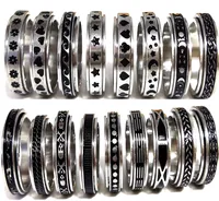 50pcs Multi-styles Mix Rotating Stainless Steel Spin Rings Hot 2022 Men Women Spinner Ring Wholesale Rotate Band Finger Rings Party Jewelry
