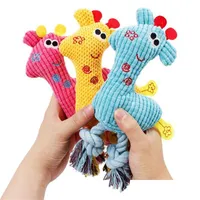 Dog Toys Chews Pet Dog Chew Squeak Toys Giraffe Fleece Rope Interative Toy Animal Plush Puppy Deer For Dogs Cat Squeaking Drop Deliv Dhfvn