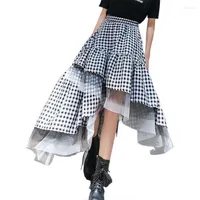 Jupes noires et blancs jupe en tulle femmes en couches irrégulières 2022 mode coréen de mode coréenne