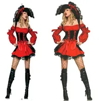 Thème costume Arrivée sexy adulte rouge halloween pirate sorcière cosplay fantasias robe for women de Noël uniformes plus taille xl 220914
